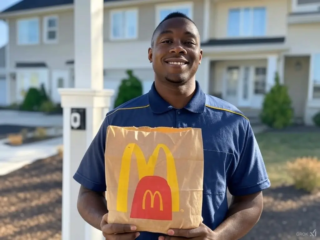 Grubhub delivery driver delivering food to a grubhub customers house