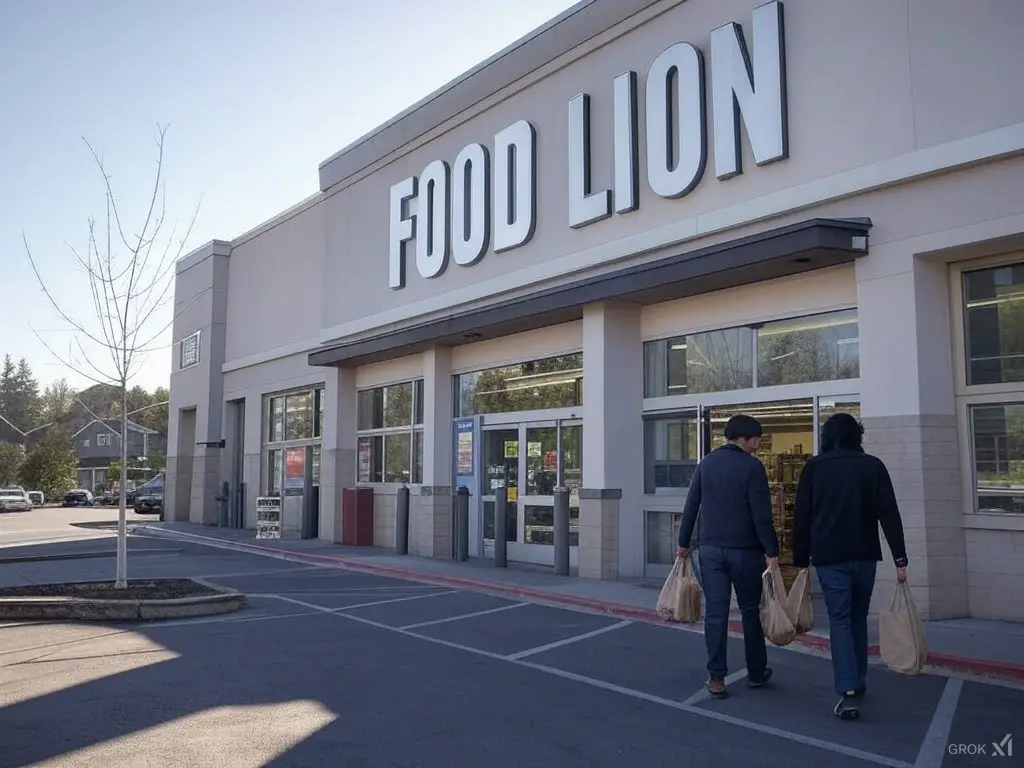 A couple near a Food Lion grocery store