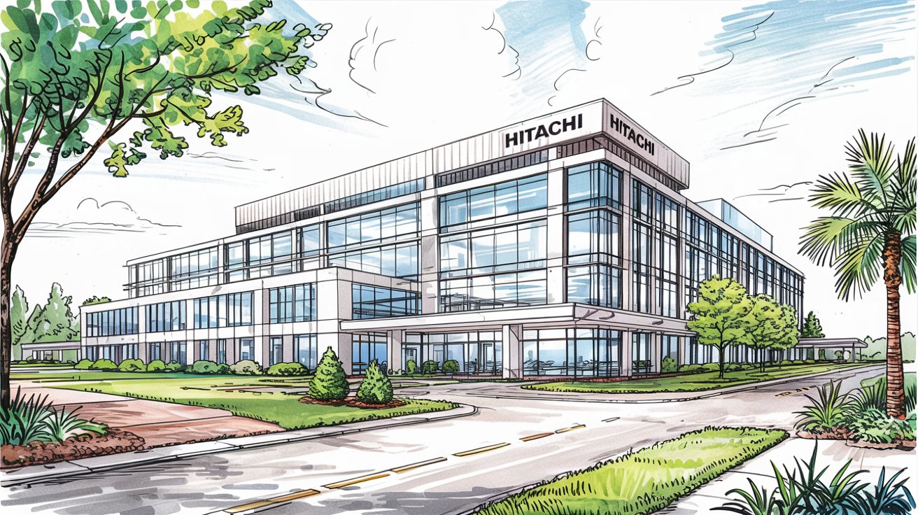 Hand Drawn Image of Hitachi Headquarters