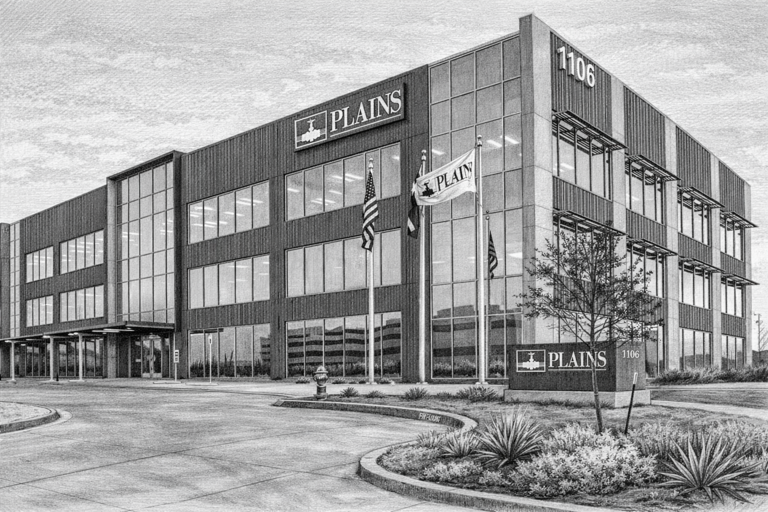 Plains All American Pipeline Headquarters Pencil Drawing