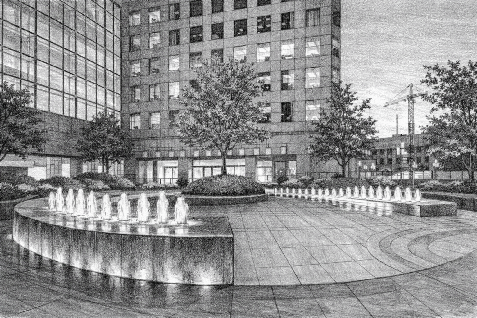 Enterprise Products Partners Headquarters Pencil Drawing
